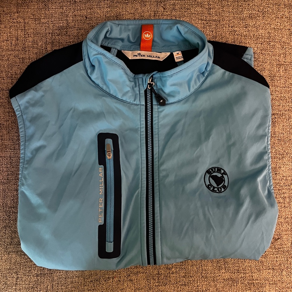 Peter Millar Light Blue and Black Zip Vest